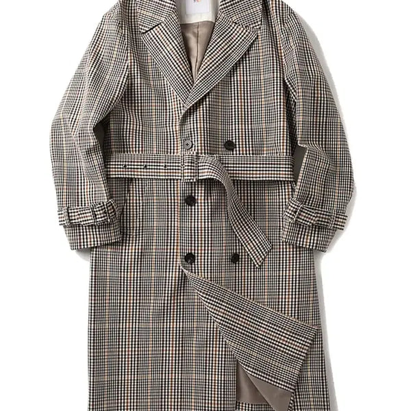 [BUNJANG] J.HeeK Glen Check Oversized Double Trench Coat / 지이크 글렌체크 오버핏 더블 트렌치코트