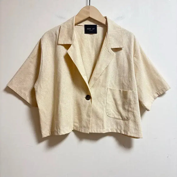 [BUNJANG] Beige Crop Jacket / 베이지 크롭 자켓