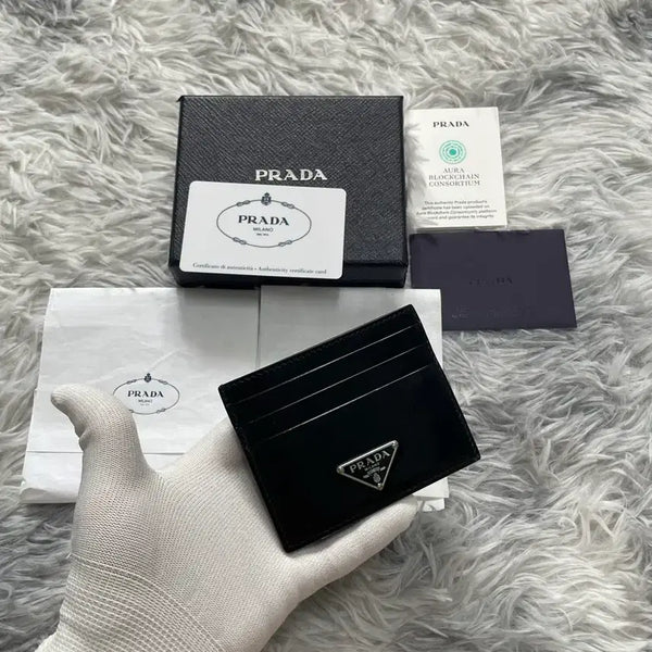 [BUNJANG] Prada Brushed Triangle Logo Card Holder / 프라다 브러쉬드 삼각로고 카드지갑 [os]