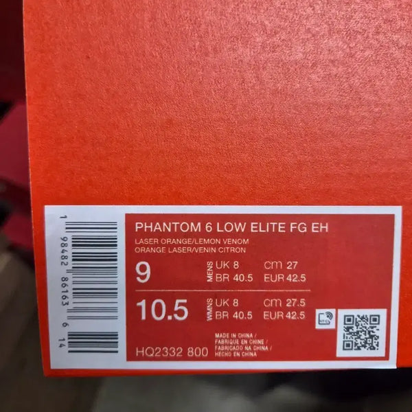 [BUNJANG] Nike Phantom GX Elite FG Low Orange 270mm / <새상품>나이키 팬텀 6 로우 엘리트 FG EH 오렌지 270