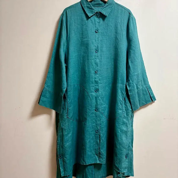 [BUNJANG] Emerald Blue Linen Jacket / 에메랄드 블루 린넨 자켓
