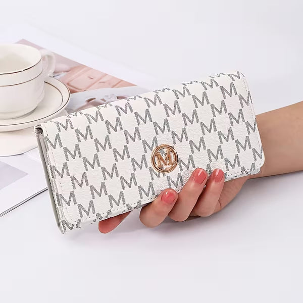 [BUNJANG] Women's Monogram Pattern Long Wallet (Set of 2) / 여성 모노그램 패턴 장지갑 카드수납 지퍼지갑(1+1)
