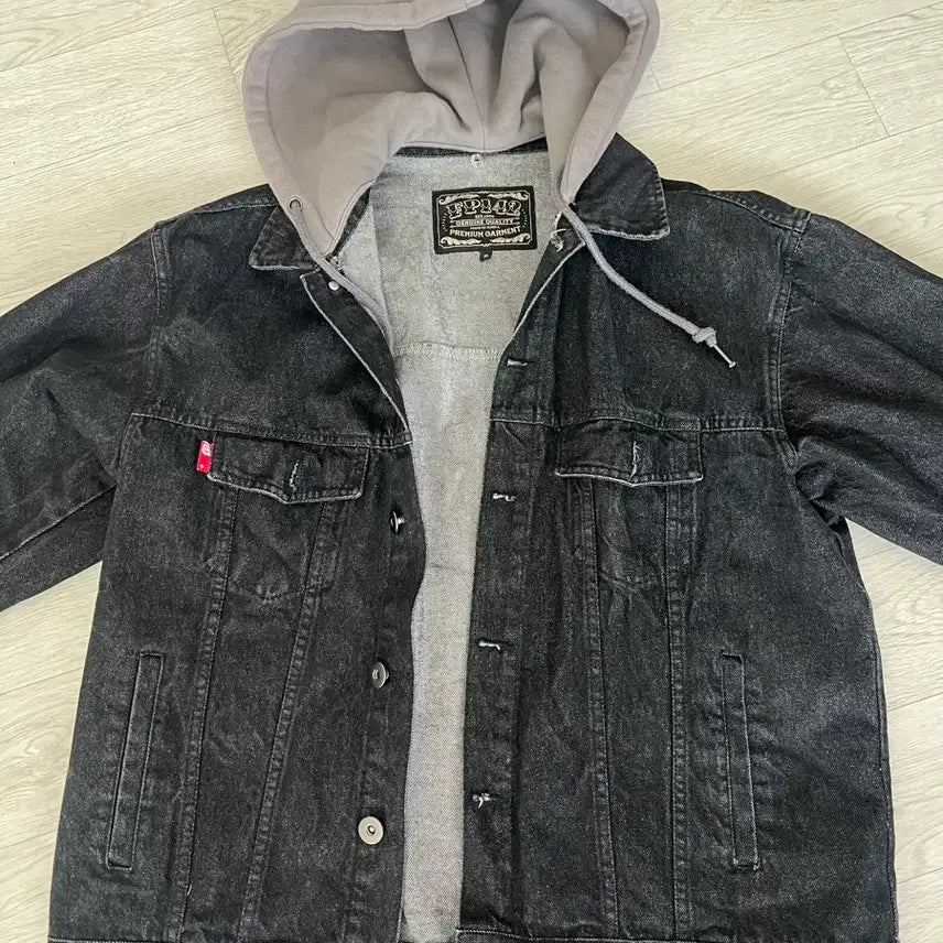 [BUNJANG] Pepl Hooded Black Denim Jacket XL / 페플 후드 흑청자켓 xl