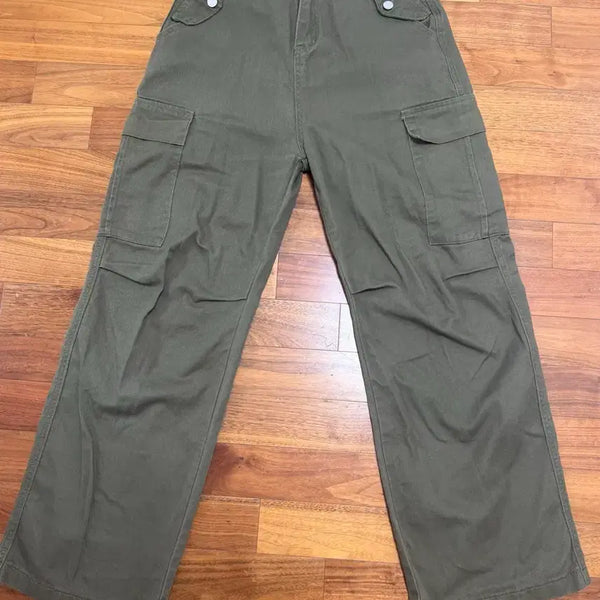 [BUNJANG] Khaki Cargo Cotton Pants / 카키 카고 팬츠