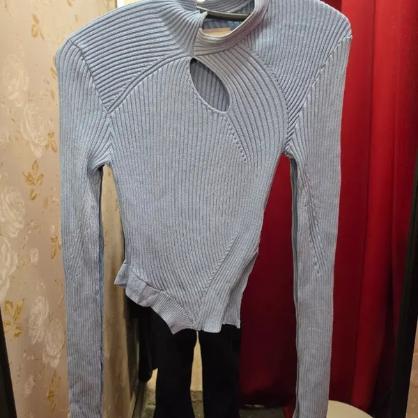 [BUNJANG] Feng Chen Wang Asymmetrical Ribbed Knit Sweater / 7/70 Feng Chen Wang(펜첸왕) 비대칭 골지 니트