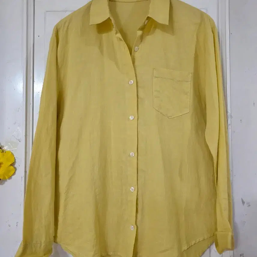 [BUNJANG] 100% Linen Shirt Yellow / 초가을  고급스러운 핏이이쁜  마 린넨  100 남방셔츠  깨끗해요  이쁜노랑