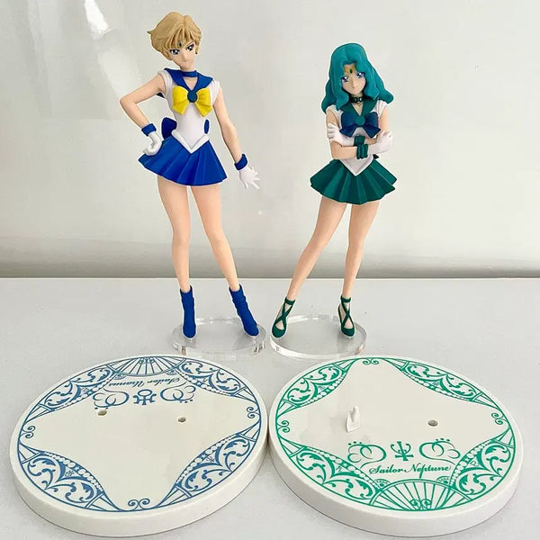 [BUNJANG] Sailor Moon Uranus Neptune Figures Bundle Set with Transparent Base / [일괄] 세일러문 우라누스 넵튠 피규어 + 투명 발판