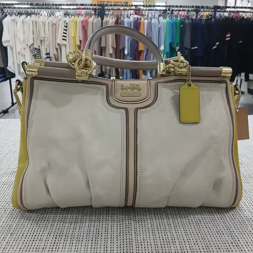 [BUNJANG] Coach Tote Bag Ivory Yellow / 코치 토트백 아이보리 옐로우