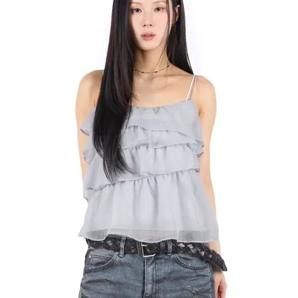 [BUNJANG] Rikim Sheer Wave Sleeveless Top / 릿킴 쉬어 웨이브 슬리브리스