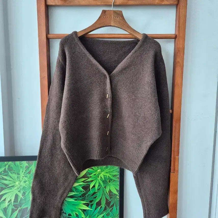 [BUNJANG] Brown V-Neck Knit Cardigan / (새상품) 브라운 V넥 가디건