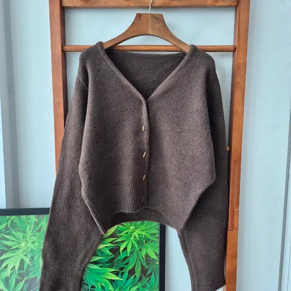 [BUNJANG] Brown V-Neck Knit Cardigan / (새상품) 브라운 V넥 가디건