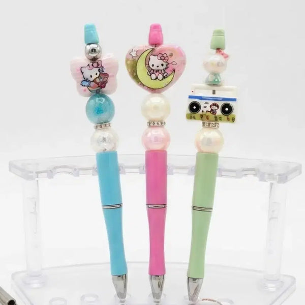 [BUNJANG] Hello Kitty Bead Ballpoint Pen 3-Set / 헬로키티 비즈볼펜 3종 세트