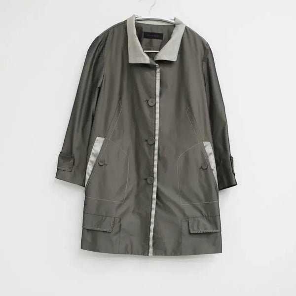 [BUNJANG] FLAMINGO Satin Khaki Single Jacket Coat / FLAMINGO 세틴 카키 싱글 자켓 코트
