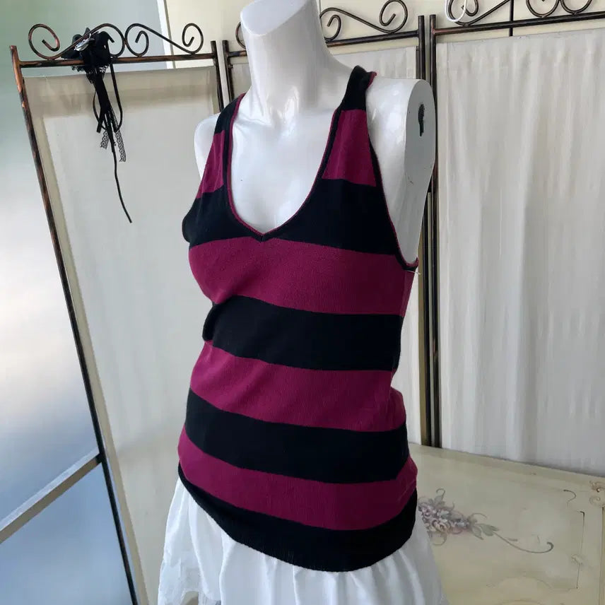 [BUNJANG] Vintage Coco Stripe Beaded Knit Sleeveless / coco stripe beaded knit sleeveless