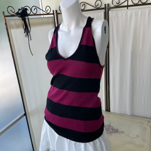 [BUNJANG] Vintage Coco Stripe Beaded Knit Sleeveless / coco stripe beaded knit sleeveless