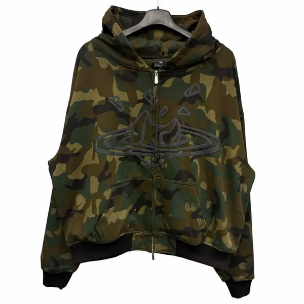 [BUNJANG] Broken Planet Camouflage Zip-Up Hoodie L / Broken Planet 브로큰 플래닛 마켓 카모플라쥬 후드집업 L
