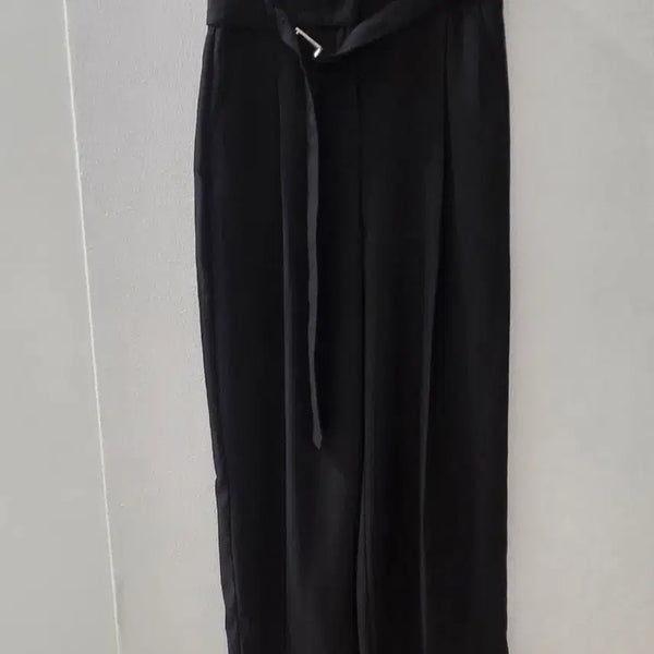 [BUNJANG] Black Wide Pants Belt Set / 블랙 와이드 팬츠 벨트 세트