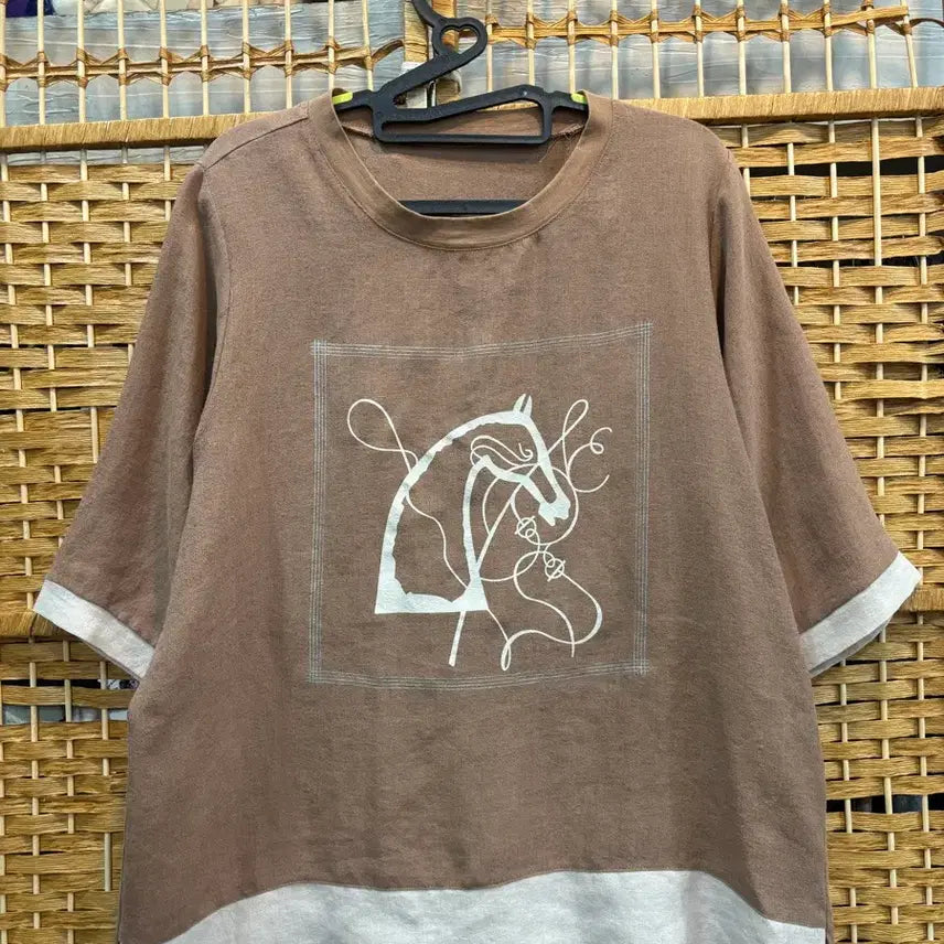 [BUNJANG] Brown Printed Blouse / 블라우스