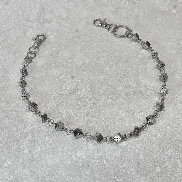 [BUNJANG] Chrome Dice Link Chain Keychain / 크롬 다이스 주사위 링크 체인 키링