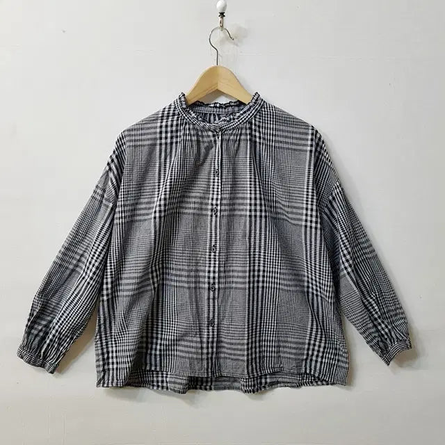 [BUNJANG] Linen Check Blouse / 린넨 체크 블라우스