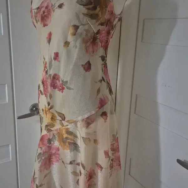 [BUNJANG] Flower Pattern Organza Chiffon Dress / 플라워 패턴 오간자 탠션 쉬폰 원피스