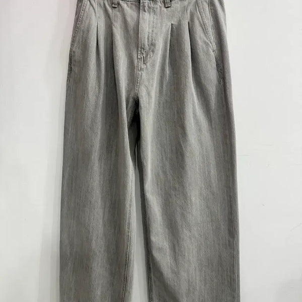 [BUNJANG] BEAKER Wide Pintuck Pants Light Grey / BEAKER 와이드 핀턱 팬츠 라이트 그레이
