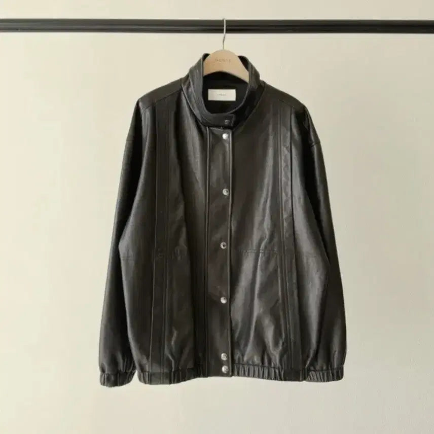 [BUNJANG] Ounce High Neck Lambskin Leather Jacket / ounce 온스 하이넥 램스킨 레더 자켓