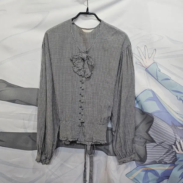 [BUNJANG] Pink House Checkered Ribbon Blouse / 핑크하우스   블라우스
