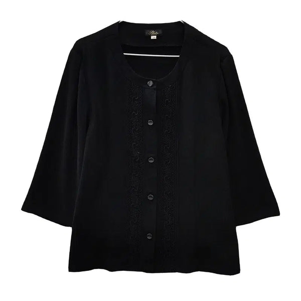 [BUNJANG] Vintage Black Round Collar Blazer / 빈티지 로맨틱 고딕 에스닉 블랙 라운드카라 블레이저