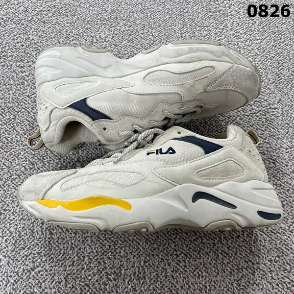 [BUNJANG] Fila Sneakers White Yellow Navy / 휠라 스니커즈 화이트 옐로우 남색