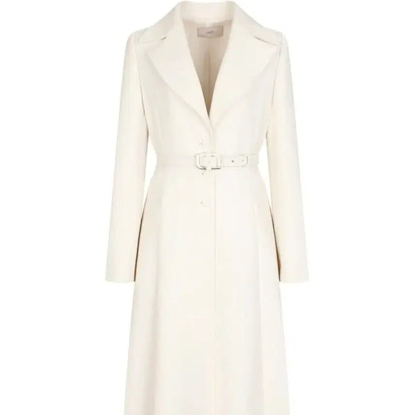 [BUNJANG] JIGOTT Belt Set Long Coat (Ivory/White) / [지고트 JIGOTT] 고급 벨트 세트 롱 코트 (아이보리/화이트)