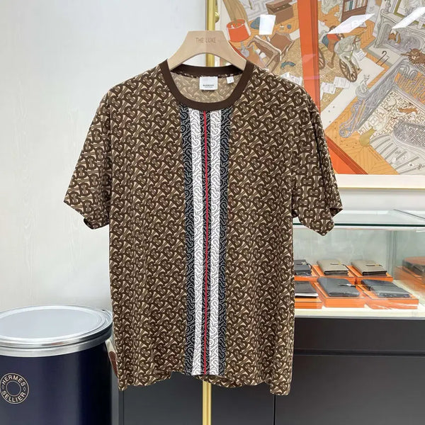 [BUNJANG] Burberry Monogram Stripe Short Sleeve T-Shirt - Size M / 버버리 모노그램 스트라이프 반팔티셔츠 M사이즈