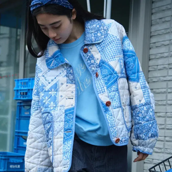 [BUNJANG] Beaker Style Patchwork Pattern Quilting Jacket / (미사용품)비이커풍 패치워크 패턴 퀼팅 자켓