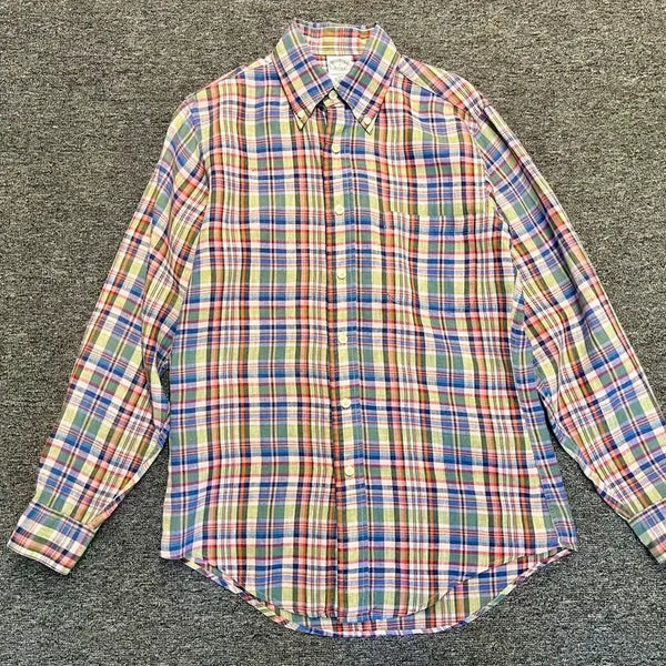 [BUNJANG] Brooks Brothers Linen Check Shirt / [90~95] 브룩스브라더스 린넨 체크셔츠 S