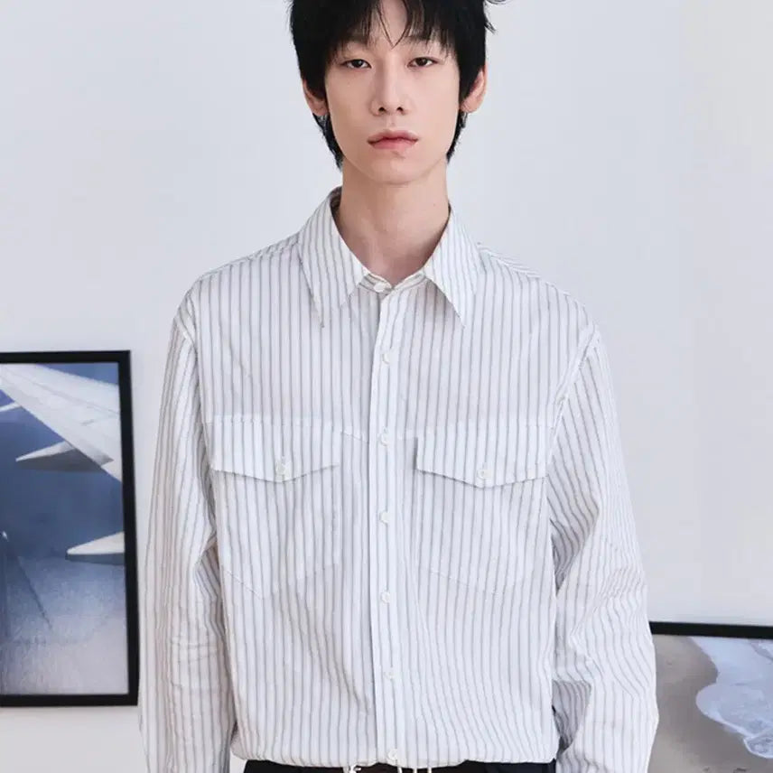 [BUNJANG] Wavyness Horizon Stripe Shirt Black / 웨이비니스 호라이즌 호리즌 스트라이프 셔츠 블랙 1