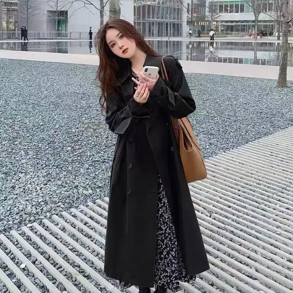 [BUNJANG] Women's Black Trench Coat / 여성 블랙 트렌치 코트