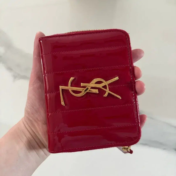 [BUNJANG] Saint Laurent Quilted Compact Wallet Red / 입생로랑 퀼팅 콤팩트 지갑 레드