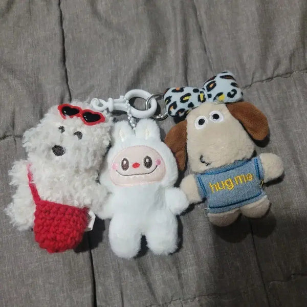 [BUNJANG] Cute Animal Plush Keychain Set (3 Types) / 귀여운 인형 키링 3종 세트