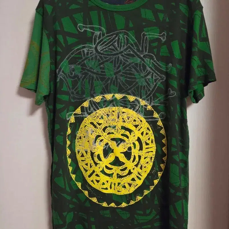[BUNJANG] Desigual Green Pattern Short Sleeve T-Shirt / 데시구알 그린 패턴 반팔 티셔츠