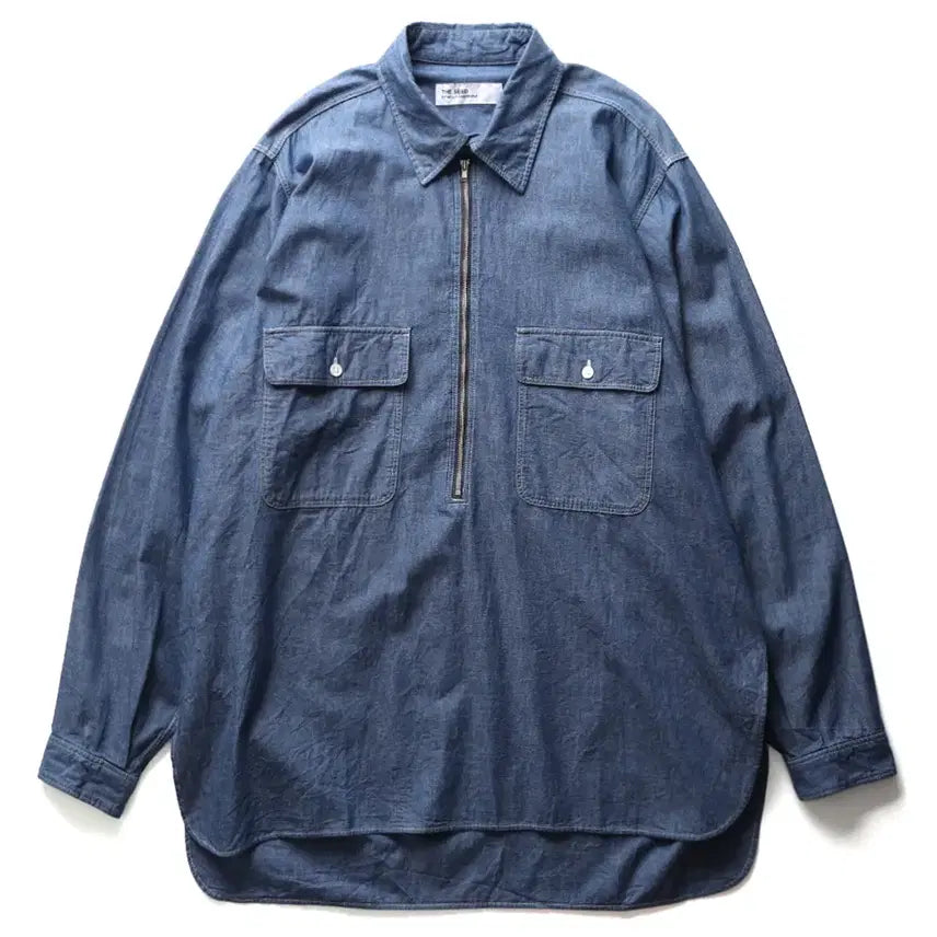 [BUNJANG] WILLY CHAVARRIA Chambray Half-Zip Oversized Shirt / WILLY CHAVARRIA Bigmac Shirt Chambray