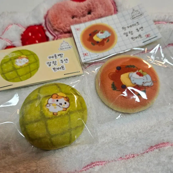 [BUNJANG] Olaf Friends Melon Bread Hotcake Pin Button / 굿즈)올라프렌즈 메론빵 핫케이크 핀버튼