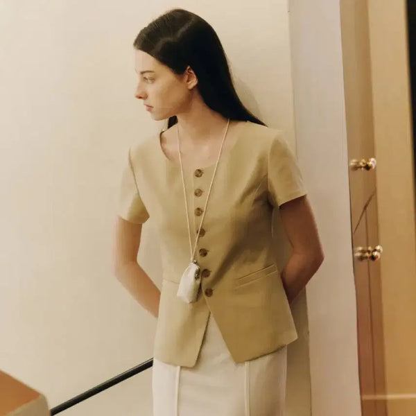 [BUNJANG] LeMeMe Elie Line Jacket Beige Size S / 르메메 Elie 라인자켓 베이지 S사이즈