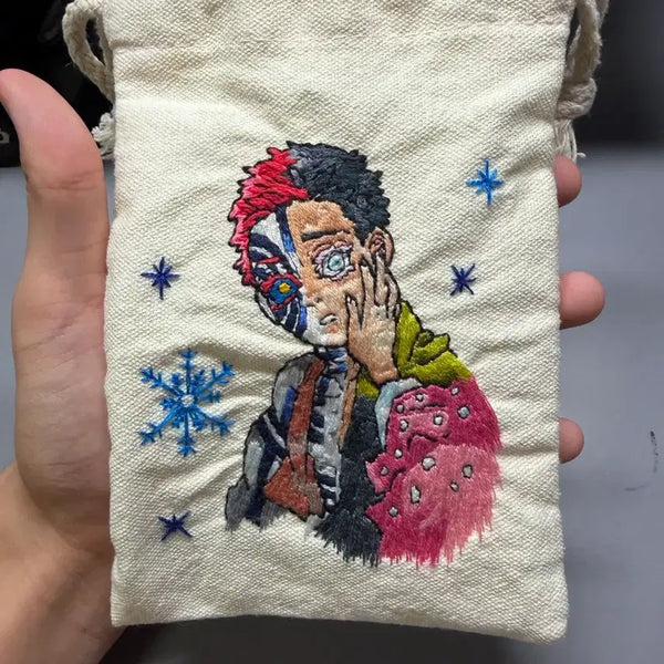 [BUNJANG] Demon Slayer Hakuji Embroidered Pouch / 귀멸의 칼날 하쿠지 파우치
