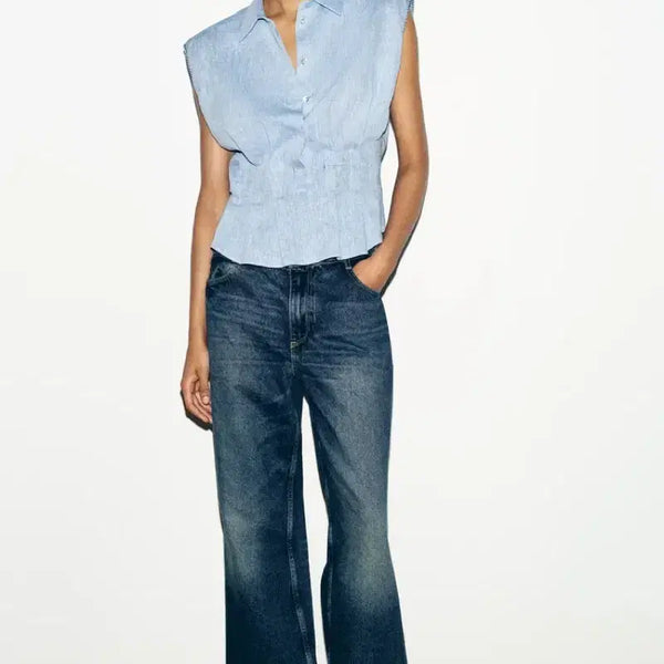 [BUNJANG] Zara Flat Front Linen Top - Medium / zara 자라 플랫 프론트 린넨 탑 새상품