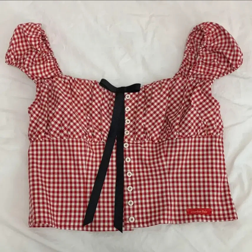 [BUNJANG] Overdue Platter Check Blouse / 오버듀 플레터 체크 블라우스