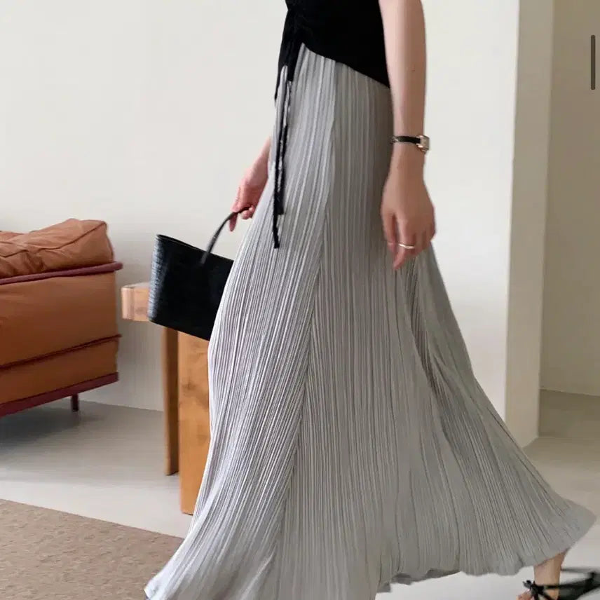[BUNJANG] Pleated Long Skirt / (새상품) 플리츠 롱 스커트 소라그레이