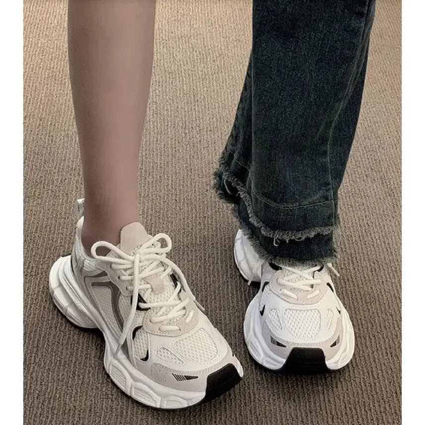 [BUNJANG] Layered Mesh Platform Sneakers / [새상품/원가이하] 스포티 레이어드 메쉬 통굽 스니커즈
