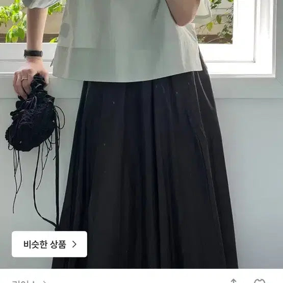 [BUNJANG] Leus Round Slit Blouse (Mint, Grayish Blue) / Leus 리어스 라운드 슬릿 블라우스 (민트,그레이시블루)