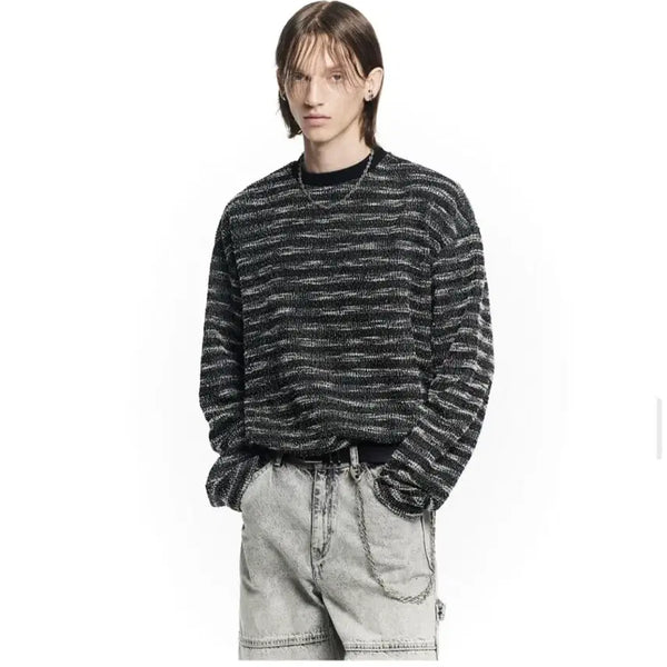 [BUNJANG] Maison Mined Mixed Boucle Knit Long Sleeve Black / 메종미네드 믹스드 부클 니트 롱슬리브 블랙