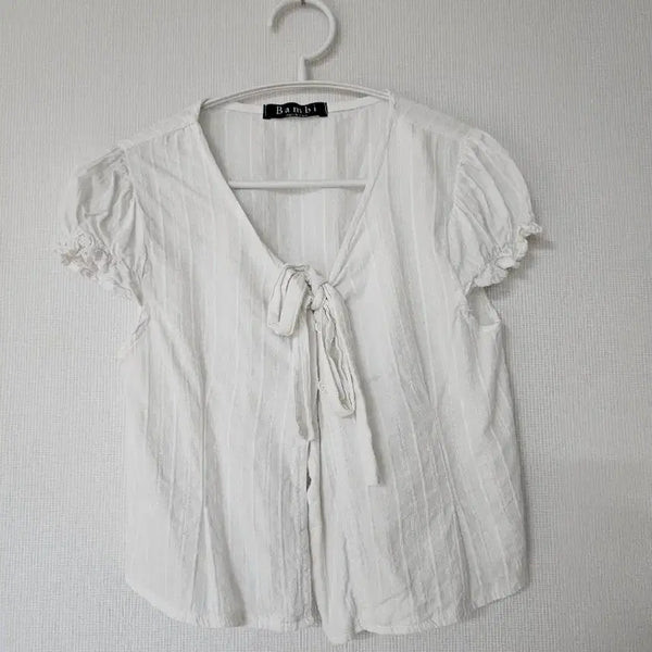 [BUNJANG] Bambi Ribbon Blouse White / Bambi 리본 블라우스 화이트